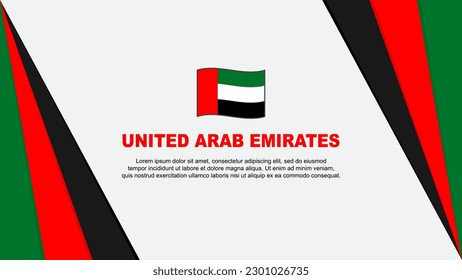 Plantilla de diseño de fondo de resumen de bandera de los Emiratos Árabes Unidos. Ilustración del vector de caricaturas del Día de la Independencia de los Emiratos Árabes Unidos. Bandera