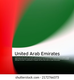 United Arab Emirates flag background. Blurred pattern in the colors of the uae flag, business booklet. National banner, poster of uae. State patriotic cover, flyer. Vector, template design