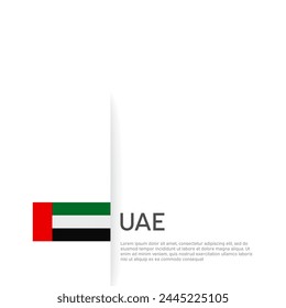 United arab emirates flag background. State patriotic uae banner, cover. Document template with uae flag on white background. National poster. Business booklet. Vector illustration, simple design