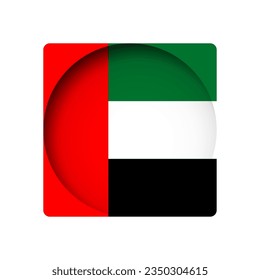 United Arab Emirates flag - behind the cut circle paper hole with inner shadow.