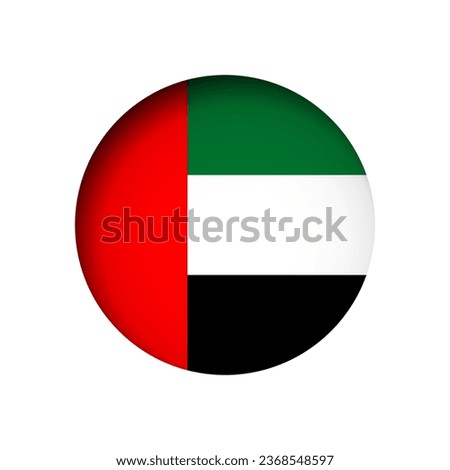 United Arab Emirates flag - behind the cut circle paper hole with inner shadow.