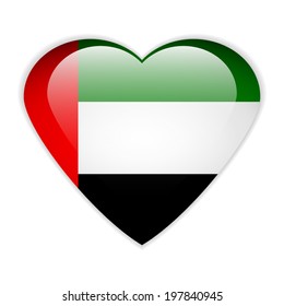 United Arab Emirates flag button on a white background. Vector illustration.