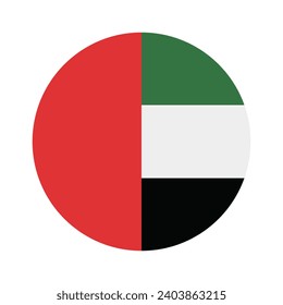 United Arab Emirates flag. Button flag icon. Standard color. Circle icon flag. Computer illustration. Digital illustration. Vector illustration.
