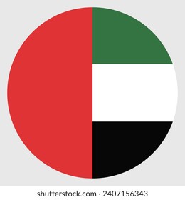 Flagge der Vereinigten Arabischen Emirate. Button-Flag-Symbol. Standardfarbe. Circle Icon Flag. Computergrafik. Digitale Illustration. Vektorgrafik.