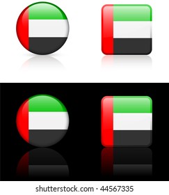 Botones de bandera de los Emiratos Árabes Unidos con fondo blanco y negro Ilustración vectorial original compatible con AI8