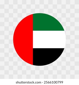 United Arab Emirates flag - circle vector flag isolated on checkerboard transparent background