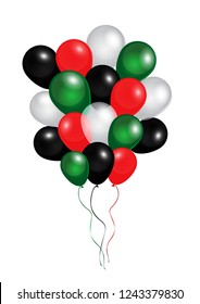 United Arab Emirates Flag Color Balloon Vector Design, National day Concept