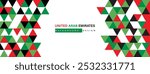United Arab Emirates flag colors theme background triangular geometrical shapes vector illustration isolated on white background for independence Day 2 December celebration banner. Spirit of the Union