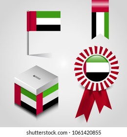 United Arab Emirates flag design icons set vector 