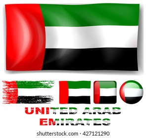 United Arab Emirates flag in different designs illustration
