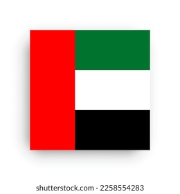 United Arab Emirates flag - flat vector square with sharp corners and dropped shadow.