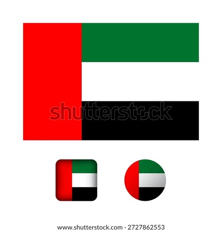United Arab Emirates Flag Flat Icons Collection