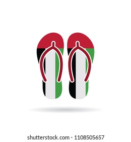 United Arab Emirates flag flip flop sandals icon on a white background.