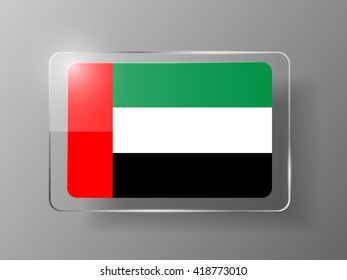 United Arab Emirates Flag Glossy Button. Vector illustration.