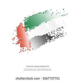 United Arab Emirates flag with halftone effect, grunge texture. Isolated on white background. Vector illustration.