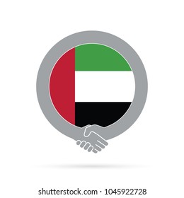 United Arab Emirates flag handshake icon. agreement, welcome, cooperation concept