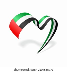 United Arab Emirates flag heart shaped ribbon. Vector illustration.