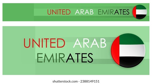 Die Vereinigten Arabischen Emirate flaggen horizontale Web-Banner im modernen Neomorphismus Stil. Webpage UAE Country-Kopfzeiger für mobile Applikation oder Internet-Seite. Vektorgrafik