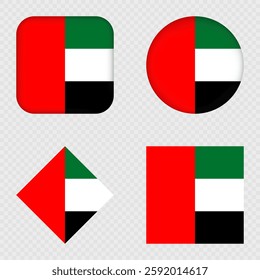United Arab Emirates Flag Icons Pack. Vector illustration.