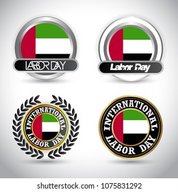 United Arab Emirates Flag with labour day design vector 