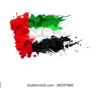 United Arab Emirates flag made of colorful splashes