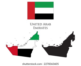 united arab emirates flag and map illustration vector 