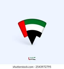 United Arab Emirates Flag Map Pointer Design with Shadow. Vector illustrator.