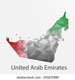 United Arab Emirates flag map in geometric,mosaic polygonal style.Abstract tessellation,background. Vector illustration EPS10