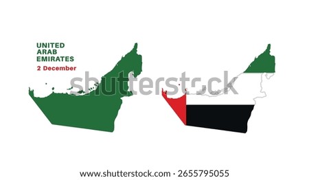 united arab emirates flag and map set. united arab emirates flag in official colors and proportions., map