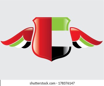 United Arab Emirates  flag on shield with wings