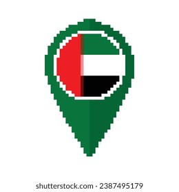 United Arab Emirates Flag on map pointer icon