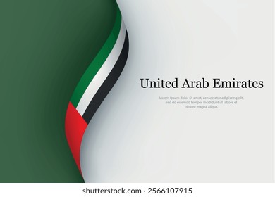 United Arab Emirates flag on Waving ribbon. Template for independence day