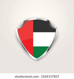 United Arab Emirates Flag on a shield, vector illustration.