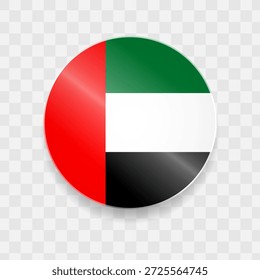 Vereinigte Arabische Emirate Flagge auf Knopfdruck glänzend Glas
