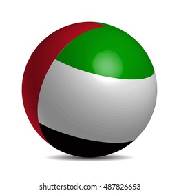 United Arab Emirates flag on 3d ball with shadow, vector illustration