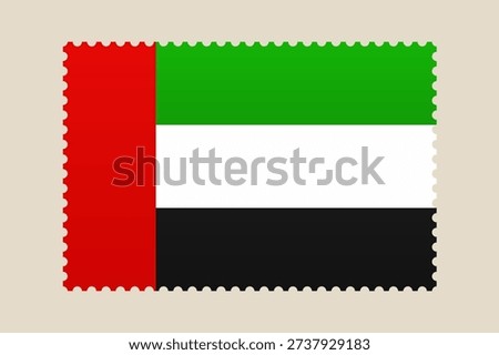 United Arab Emirates Flag on a Postage Stamp Vector Icon, an Isolated Illustration for National Patriotism..