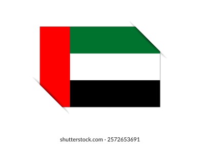 United Arab Emirates flag - rectangle colorful flag representing a country cultural identity and heritage. The essence of national pride and unity. Attached by the corners in a paper album