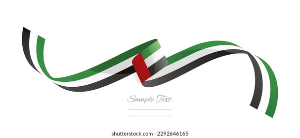 Ilustración vectorial de la cinta de la bandera de los Emiratos Árabes Unidos. Banda de la bandera de los Emiratos Árabes Unidos en abstracto aislado sobre fondo de color blanco