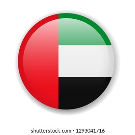 United Arab Emirates flag. Round bright Icon. Vector Illustration