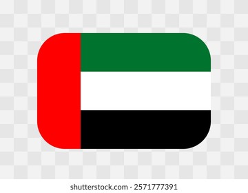 United Arab Emirates flag - rounded rectangle colorful flag representing a country cultural identity and heritage. The essence of national pride and unity. Vector flag on transparent background.