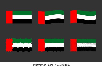 United Arab Emirates flag set, official colors of national flag of UAE