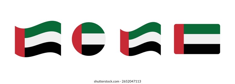 Die Flagge der Vereinigten Arabischen Emirate setzt offizielle Farben und Proportionen der digitalen Vektorgrafik. EPS10