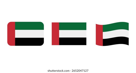 United Arab Emirates flag set official colors and proportion digital vector illustration.