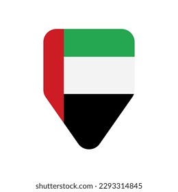 United Arab Emirates flag in the shape of a rounded shield. Vector.
