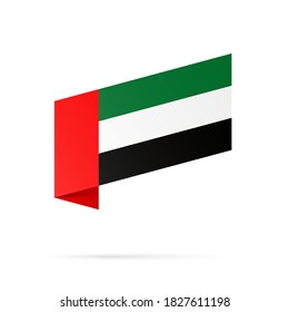 Flaggenstaatsymbol der Vereinigten Arabischen Emirate einzeln auf nationalem Hintergrund. Grußkarte National Day Geist der Union Vereinigte Arabische Emirate. Illustrationsbanner mit realistischer Staatsflagge der VAE