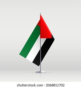 United Arab Emirates flag state symbol isolated on background national banner. Greeting card National Day spirit of the union United Arab Emirates. Illustration banner with realistic state flag of UAE