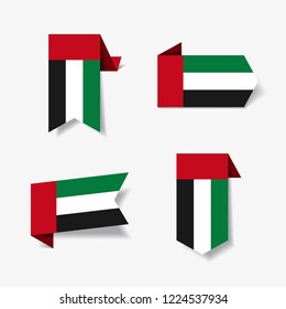 United Arab Emirates flag stickers and labels set. Vector illustration.