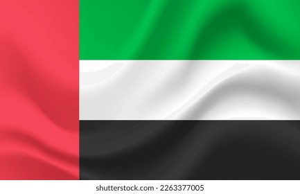 Bandera de los Emiratos Árabes Unidos. Bandera de los EAU. Bandera de los EAU. Ilustración de la bandera de los Emiratos Árabes Unidos. Colores oficiales y proporción correctamente. Antecedentes en los Emiratos Árabes Unidos.