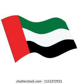 The United Arab Emirates flag vector. Wavingflag isolated on white backhground