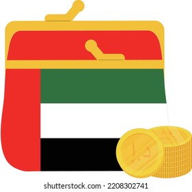 Captura de mano del vector de la bandera de los Emiratos Árabes Unidos, Dirham de los Emiratos Árabes Unidos